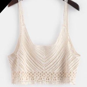 Openwork Cropped Crochet Tank Top
